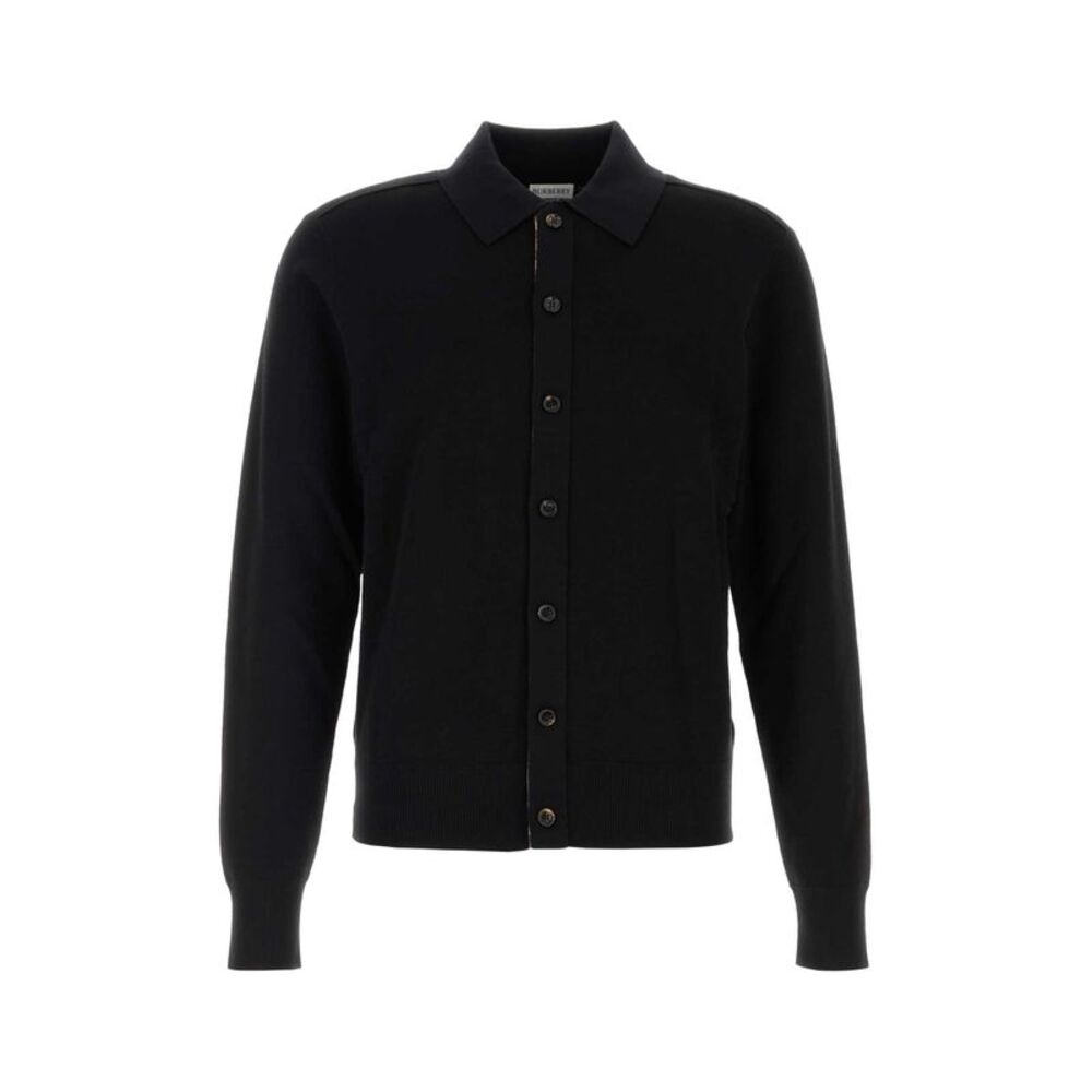 Burberry Men Black Wool Cardigan